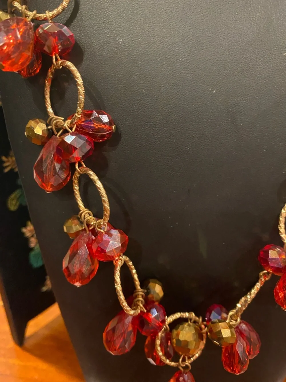 Reddish Pink Beaded Drop Necklace - Women Jewelry - Picture 6 of 10